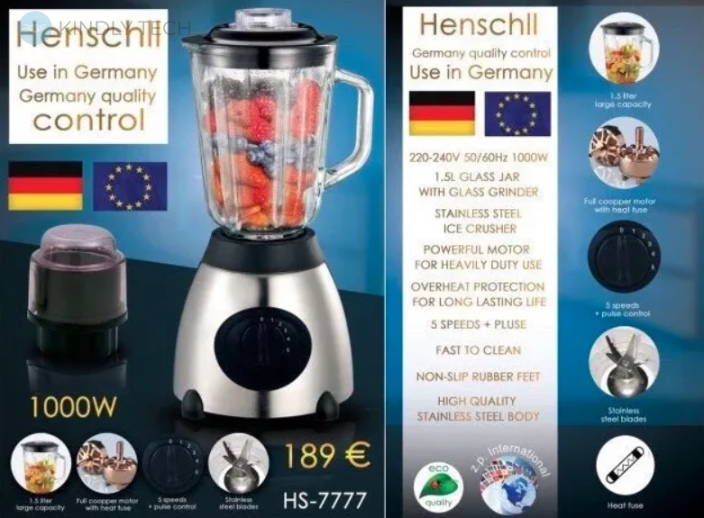 Блендер кофемолка Bosch Henschll HS-7777 стационарный 2 в 1