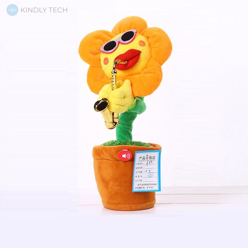 М'яка іграшка - повторюха SUNROZ танцююча співача квітка-саксофоніст, orange