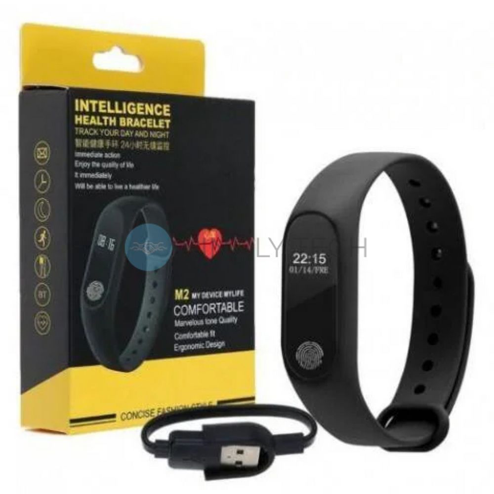 Фітнес браслет Smart Band M2 трекер серцевого ритму, Black