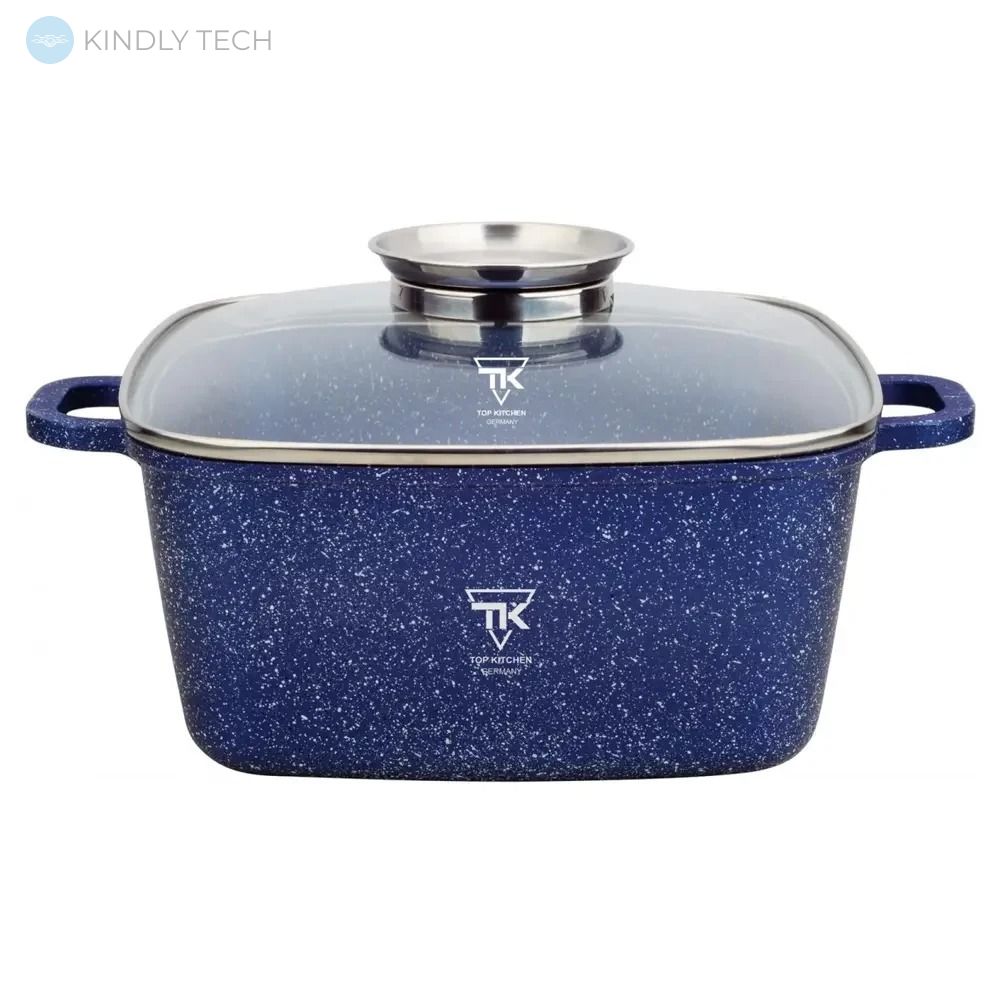 Кастрюля-казан Top Kitchen TК00056 с мраморным покрытием, 6,7л, Синяя