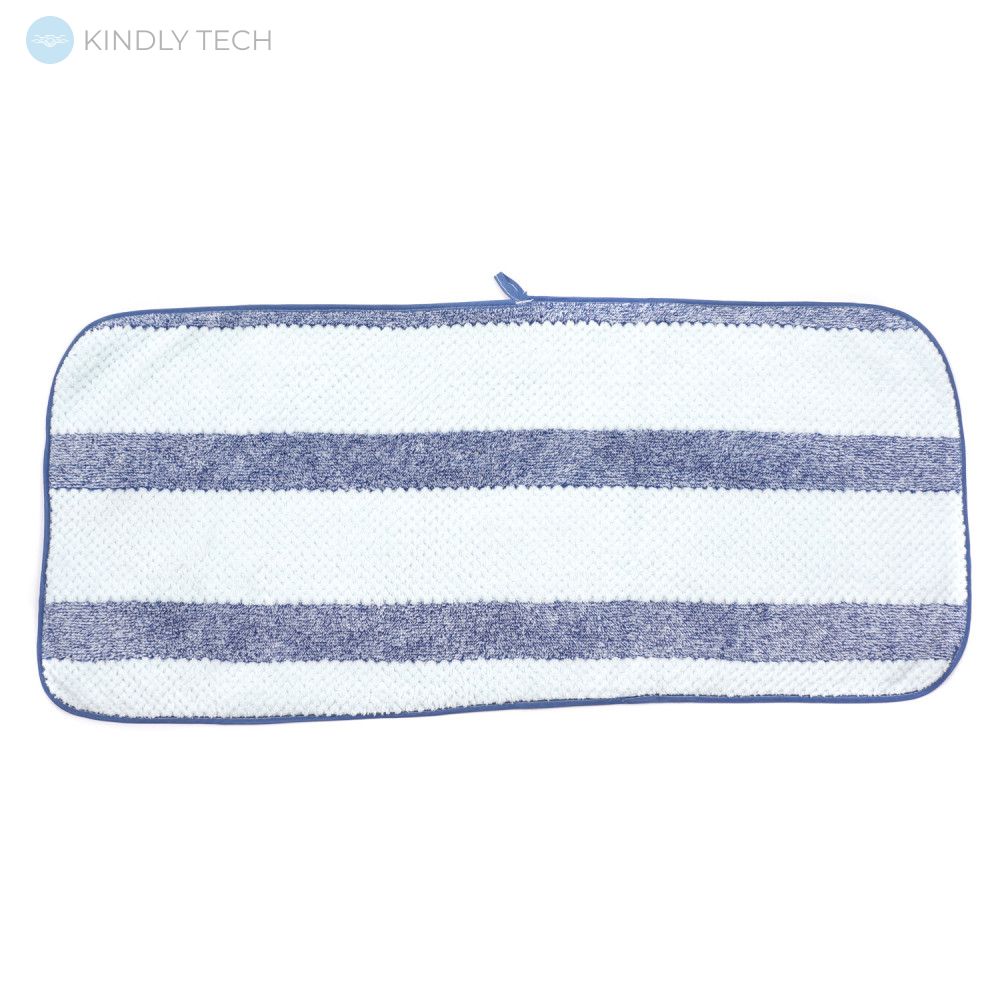 Комплект полосатых полотенец для кухни и бани в органзе, Синий