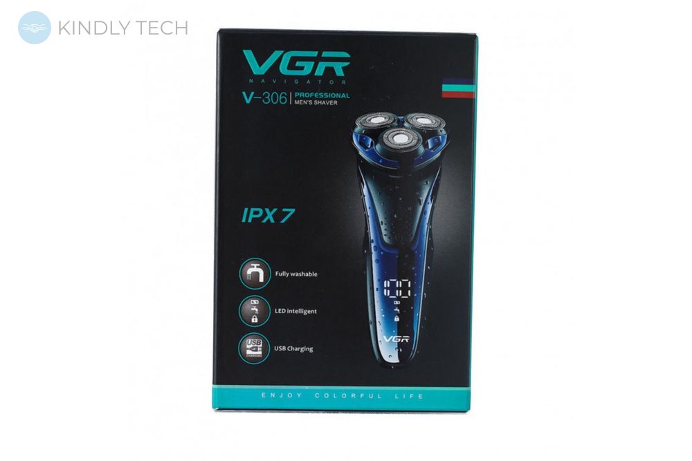 Беспроводная аккумуляторная электробритва VGR V-306 для влажного и сухого бритья