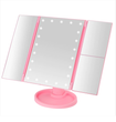 Зеркало тройное для макияжа с LED подсветкой Magic Makeup Mirror Розовое