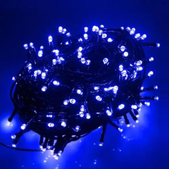 Гирлянда нить Xmas 200 LED 15 метров черный провод, Цвет ламп-синий