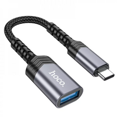 Переходник OTG USB C To USB — Hoco UA24 — Metal Gray