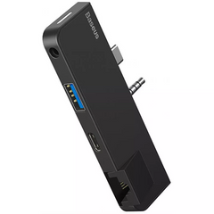 Юсб-Хаб HUB USB C — Baseus(CAHUB-FG01) Multifunctional HUB for Surface Go(Type-C+Audio to RJ45+USB3.0+Type-C(data)+Audio) — CAHUB-FG01 Black