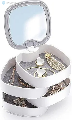 Скринька органайзер для біжутерії з дзеркалом Rotating Jewelry Organizer, В асортименті