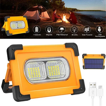 Ліхтар прожектор переносний на сонячній батареї LED solar light + Powerbank 11000 MAH 80W