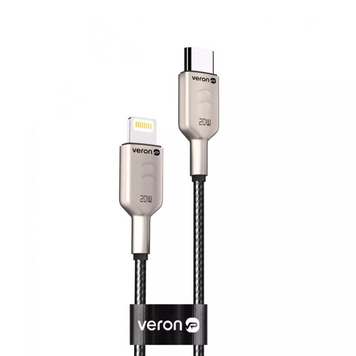 Кабель USB C to Lightning 20W (1m) Veron CL04 Nylon &mdash; Black