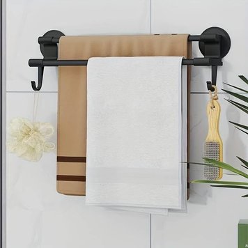 Вешалка для ванной комнаты Towel Bar YH6612B с крючками, двойная, Black