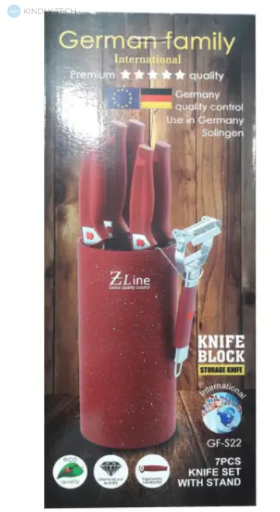 Набор ножей с подставкой German Family GF-S22 (7 предметов), Красный