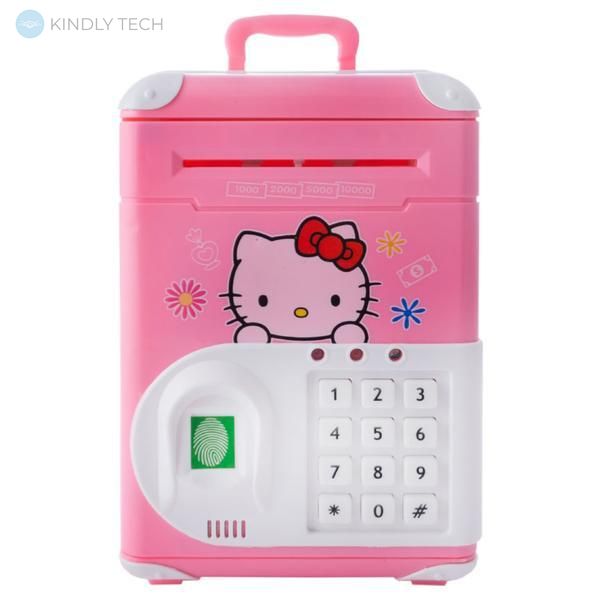 Електронна скарбничка, сейф "Elite Hello Kitty" для дітей з кодовим замком та відбитком пальця