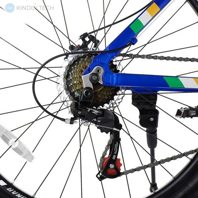 Велосипед горный с алюминиевой рамой Konar KA-26"17 передние амортизаторы, Синий/оранжевый