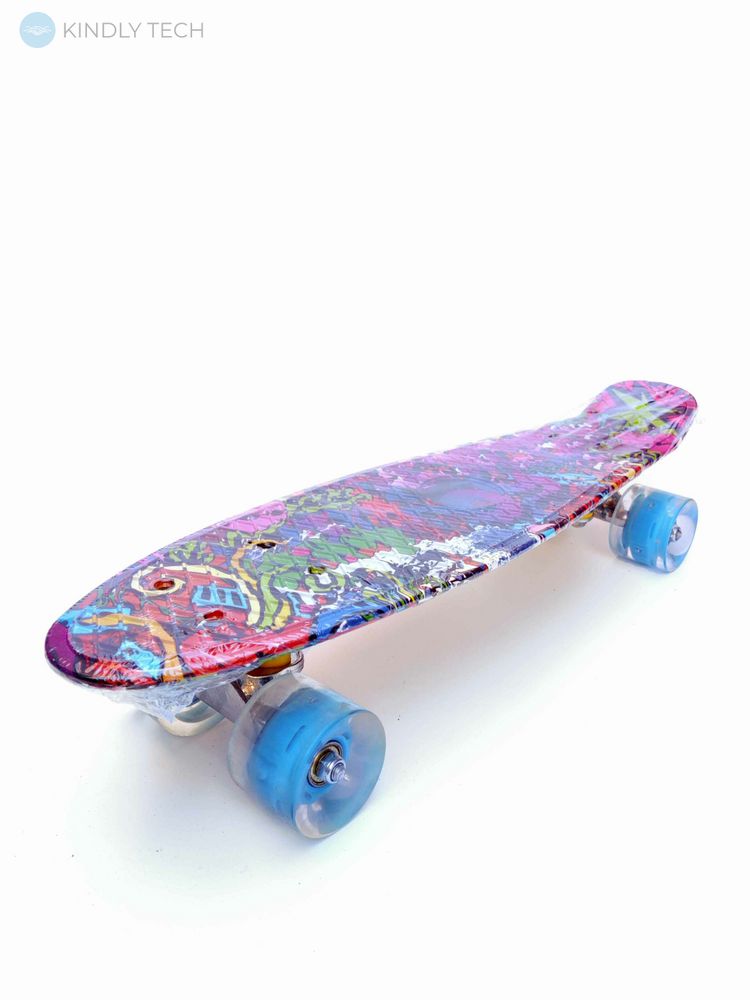 Скейт Пенни Борд Penny Board 101S со светящимися колесами, Графити 1