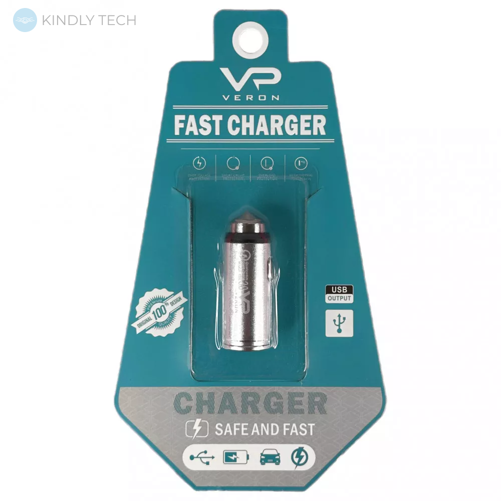 Автомобільний зарядний пристрій Car Charger | 3.0A | QC3.0 — Veron T05 QC3.0 Metal W/P