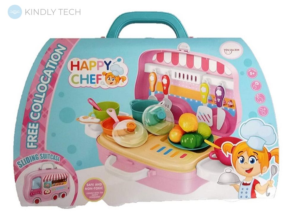 Детский игровой набор Кухня в чемоданчике на колесах Happy Chef