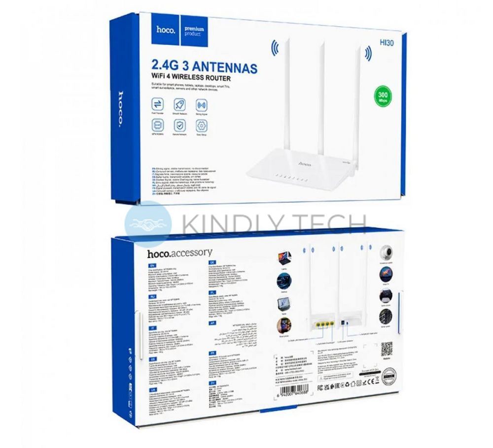 Роутер Wi-Fi Hoco HI30 маршрутизатор 2,4 ГГц 300 Мбіт/с