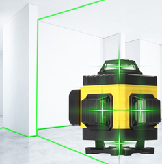 Лазерный 4D 16-линейный зеленый уровень, самовыравнивающийся инструмент для измерения пересечения линий на 360° в чемодане