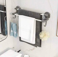 Вешалка для ванной комнаты Towel Bar YH6612B с крючками, двойная, Grey