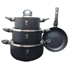 Набор кастрюль со сковородой с антипригарным покрытием Top Kitchen TK00094, Черный