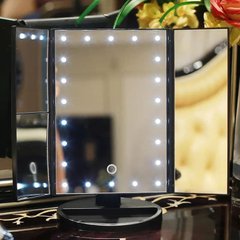 Зеркало тройное для макияжа с LED подсветкой Magic Makeup Mirror Черное