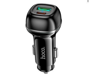 Автомобільний зарядний пристрій HOCO Z58A Rank 48W з портами PD30W + QC3.0 (USB + Type‑C) та LED‑індикатором для швидкої зарядки смартфонів і пристроїв у дорозі