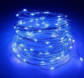 Гирлянда медная проволока 100LED (RD-7107) 10м (контрол.220V) Цвет ламп-Синий