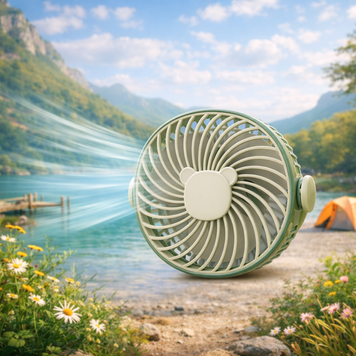 Настольный вентилятор Desktop Wall Mounted Fan Bear's аккумуляторный, Зеленый