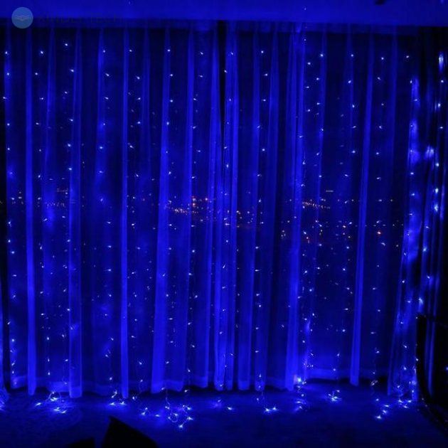 Гірлянда-водоспад (Curtain-Lights) Itrains 200B-2 внутрішня провід прозора 2х2м, Синій