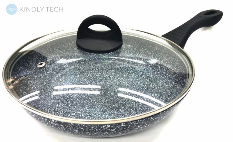 Сковорода з кришкою з антипригарним мармуровим покриттям Benson BN-574 24 х 5 см
