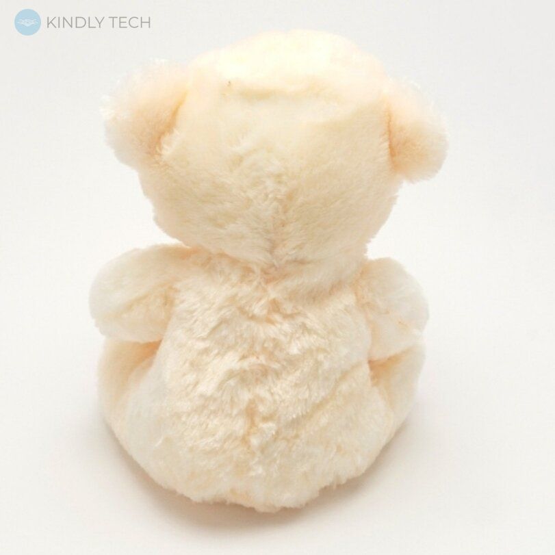 Мягкая игрушка плюшевый Мишка бежевого цвета, длиной 30 см, с сердцем