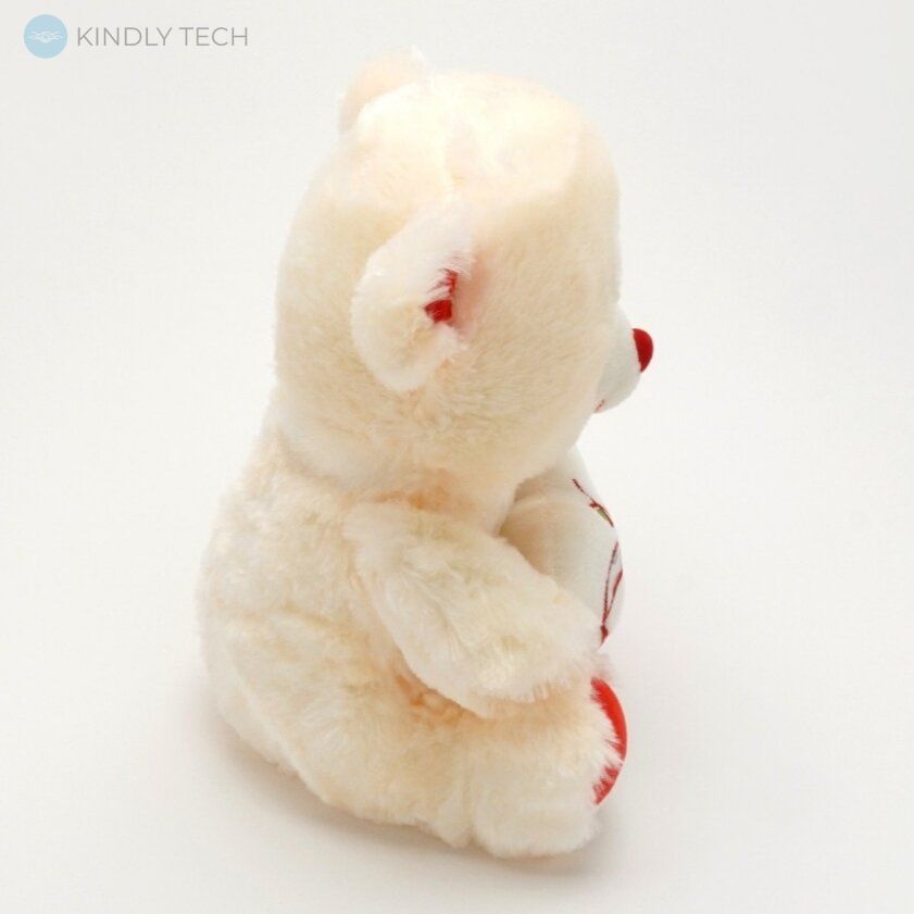 Мягкая игрушка плюшевый Мишка бежевого цвета, длиной 30 см, с сердцем