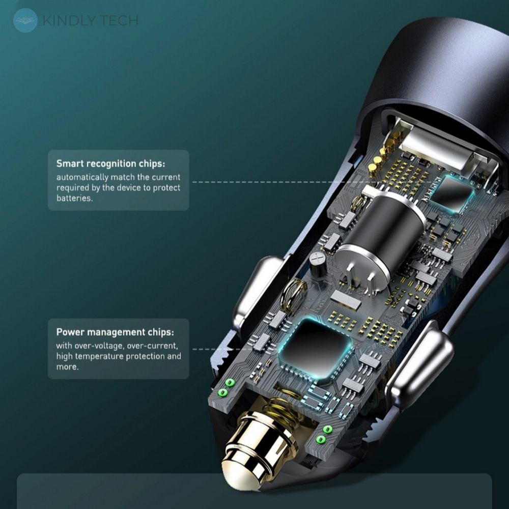 Автомобільний зарядний пристрій LENYES CA856 2USB 5V-2.4A + кабель iPhone