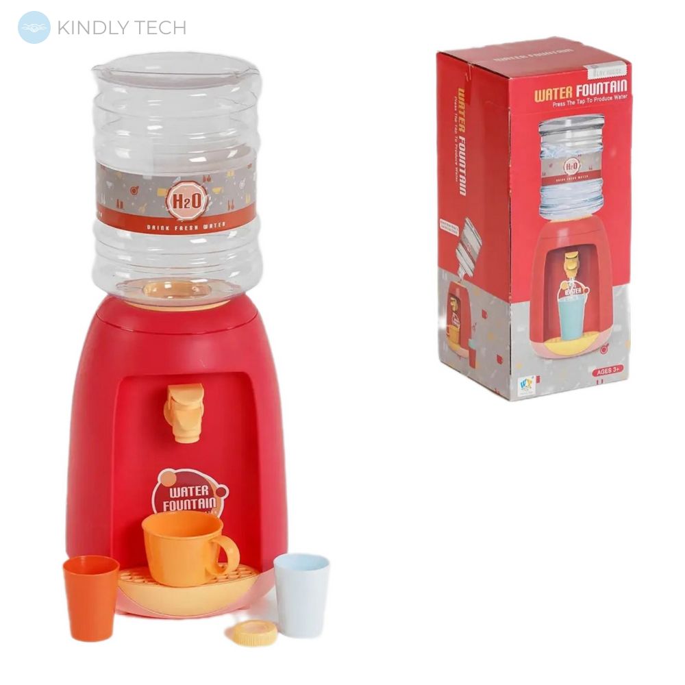 Детский кулер для воды H2O Water Fountain диспенсер с двумя стаканчиками и чашкой, Красный