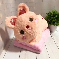 Дитячий плед-іграшка-подушка "Зая" 3 в 1 рожевий