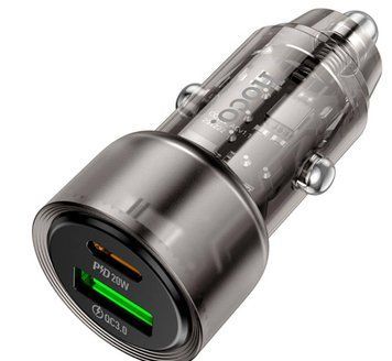 Автомобільний зарядний пристрій HOCO Z52 Spacious 38W з підтримкою PD20W + QC3.0, одним USB‑портом і одним Type‑C для швидкої зарядки смартфонів та гаджетів у дорозі