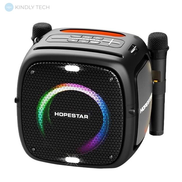 Портативна Bluetooth колонка Hopestar Party one, з підсвічуванням і двома мікрофонами
