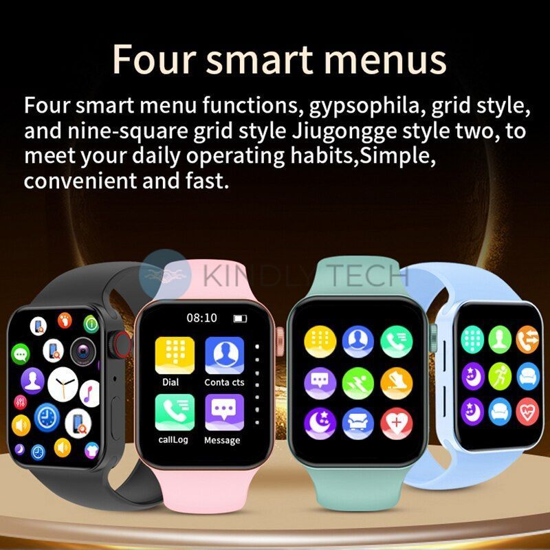 Умные смарт часы Smart Watch T100 PLUS с большим дисплеем и разговорным динамиком, Черный