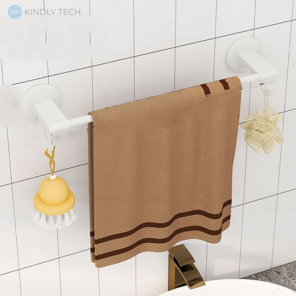 Держатель для полотенец в ванную Towel Bar YH6612A, на клейкой основе, одинарный, White