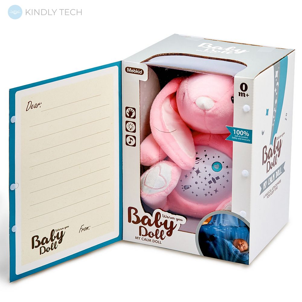 Ночник Baby Doll Зайчик, с проектором, 7 мелодий, свет, звук, в подарочной коробке