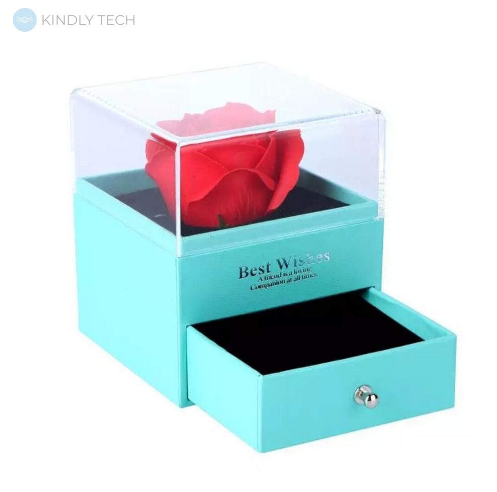 Подарочный набор мыла из роз и кулона Flower with glass box, Blue