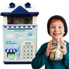 Сейф детский копилка с кодовым замком отпечатком пальца "Волшебный Домик" blue