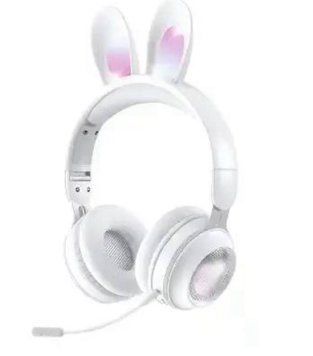 Бездротові навушники Rabbit Ear KE-01 з LED підсвічуванням, радіо, MicroSD сірі