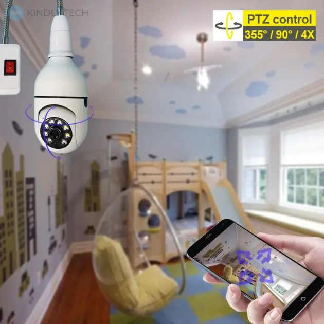 Панорамная IP WiFi камера видеонаблюдения в патрон Bulb Camera ICSEE 2MP FHD