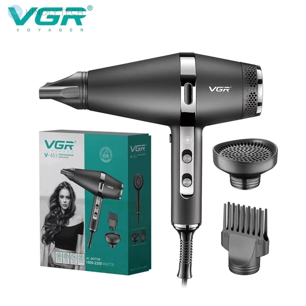 Професійний потужний фен для волосся VGR V-451 (насадки 3 шт.)