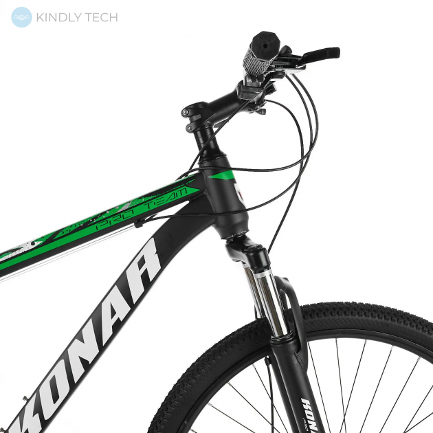 Велосипед горный с стальной рамой Konar KS-27.5″17 предние амортизаторы, Черный/зеленый