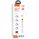 Удлинитель, Сетевой фильтр на 4 розетки + 2 USB, 1.8m | EU — Hoco NS1 Aura — White