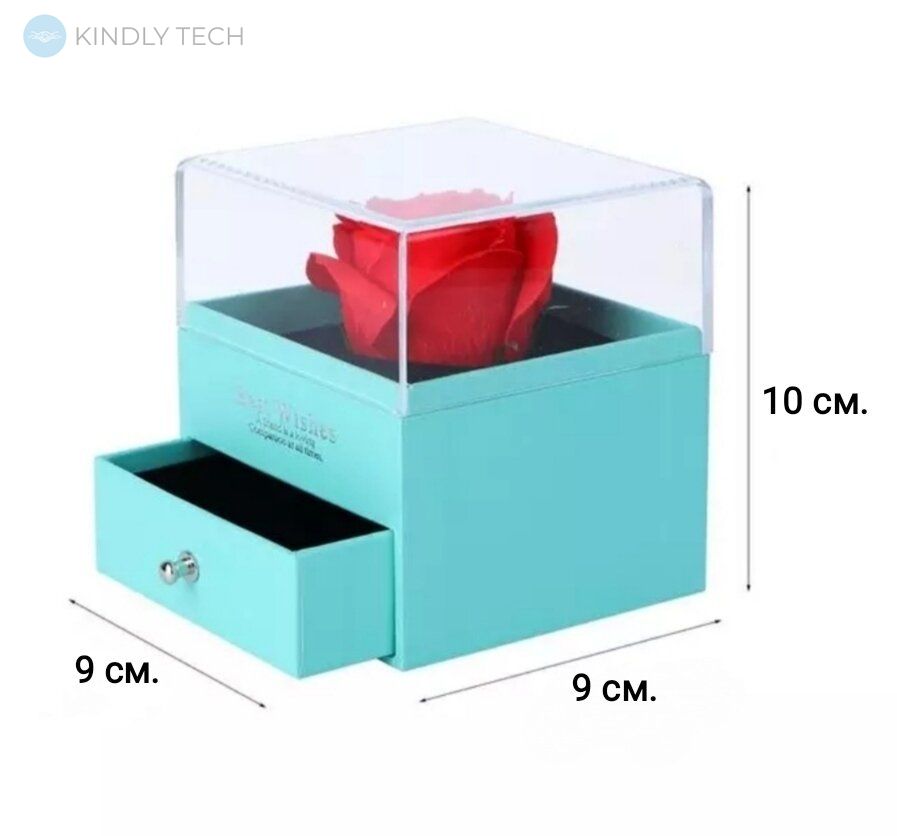 Подарочный набор мыла из роз и кулона Flower with glass box, Blue