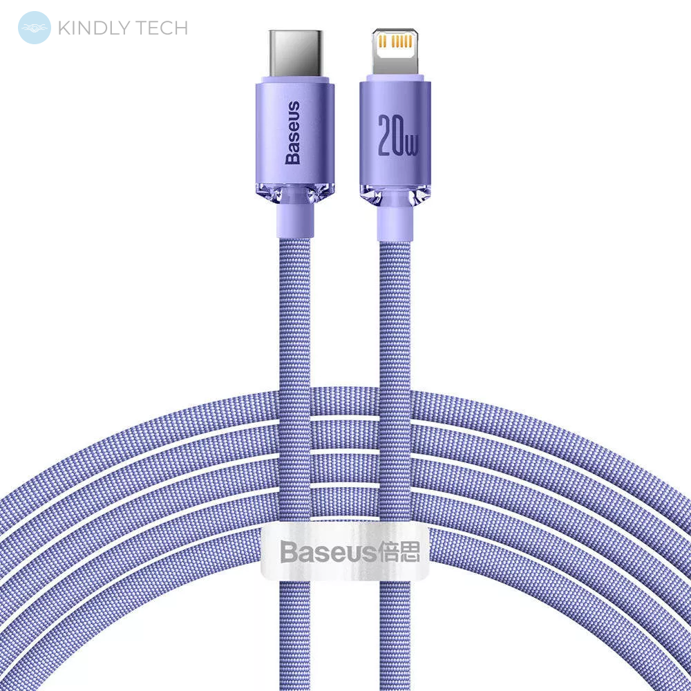 Кабель USB C to Lightning 20W (2m) — Baseus (CAJY000305) Crystal Shine Series — Purple