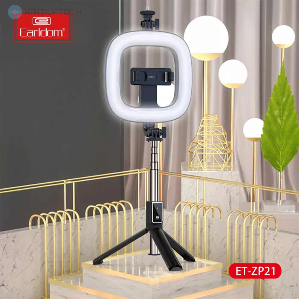 Кільцева лампа зі штативом і кріпленням для телефону LED 16 cm — Earldom ET-ZP21